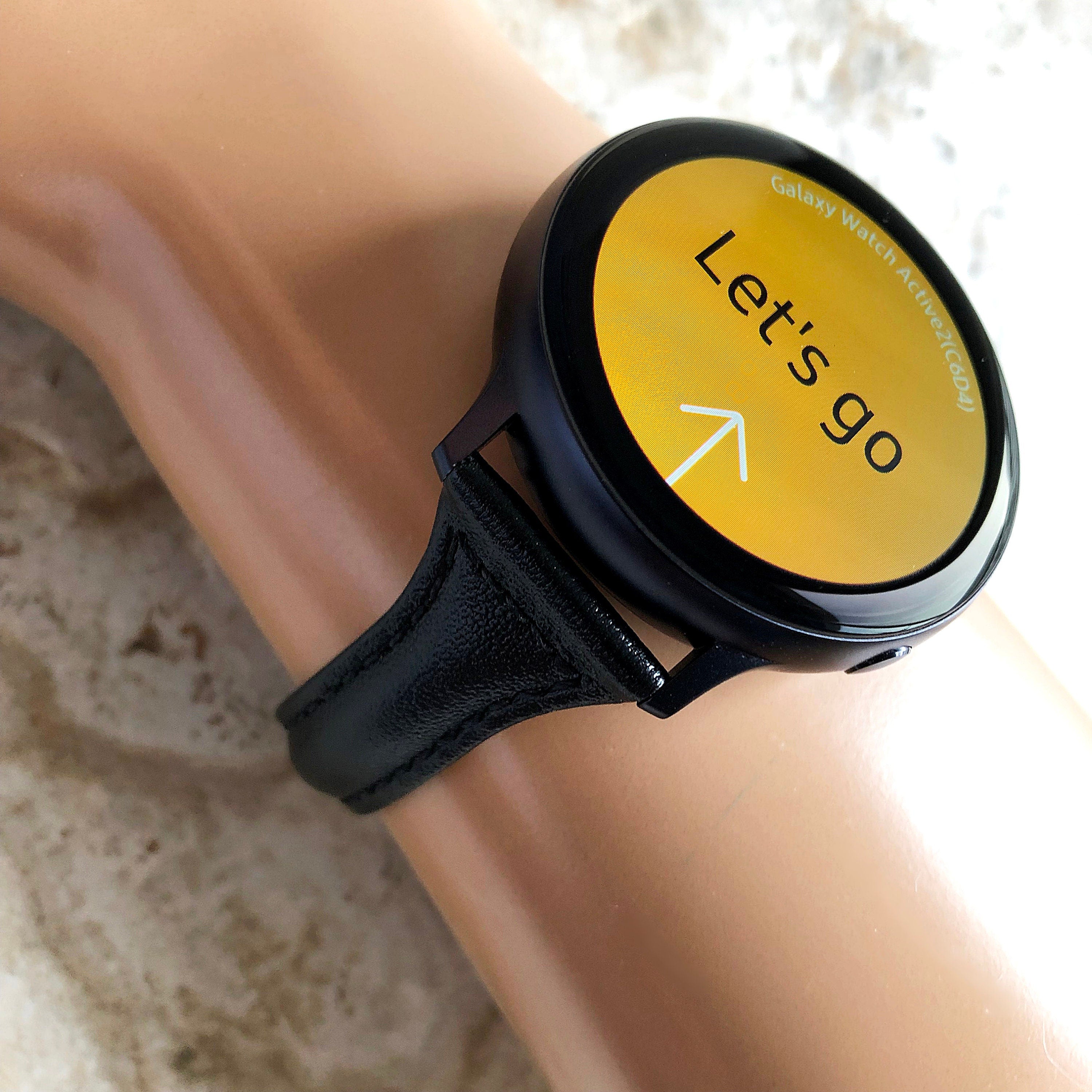 Black Slim Band for Samsung Watch 7 6 5 4 40mm 44mm 45mm Classic 42mm 43mm 46mm 47mm Leather with Stitches Bracelet Strap Quick Release B20